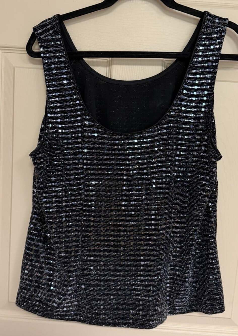 Alex Evenings Women Black Metallic Sequined Scoop-Neckline Top Plus Size 1X - Picture 4 of 4